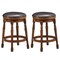 Set of 2 Swivel Leather Padded Bar Dining Stool with Footrest